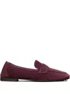 Tory Burch Logo-plaque Suede Loafers In Purple