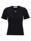 Tory Burch Crew Neck Ribbed Texture Short Sleeves Top