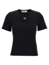 Tory Burch Crew Neck Ribbed Texture Short Sleeves Top