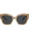 Tory Burch Logo-print Cat-eye Frame Sunglasses In Yellow