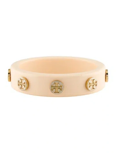 Pre-owned Tory Burch Logo Resin Studded Bangle Bracelet, 7.75" In Multi