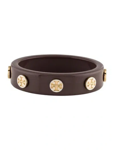 Pre-owned Tory Burch Logo Resin Studded Bangle Bracelet, 8" In Multi