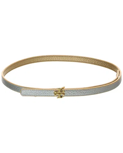 Tory Burch Logo Reversible Leather Belt In Gold