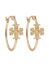 Tory Burch Logo-sculpted Hoop Hearings In Gold