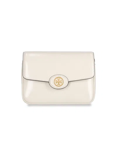 Tory Burch Robinson Convertible Patent Shoulder Bag In Shea Butter