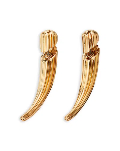 Tory Burch Logo Spike Front To Back Earrings In Brown