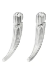 Tory Burch Logo Spike Front/back Earrings In Light Silver