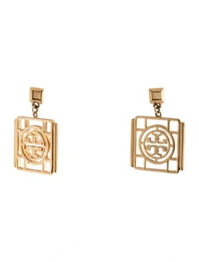 Pre-owned Tory Burch Logo Square Drop Earing In Multi