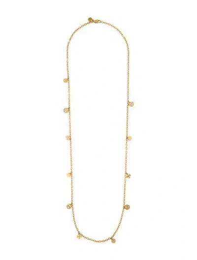 Pre-owned Tory Burch Logo Station Necklace, 42" In Multi