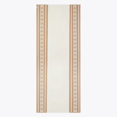 Tory Burch Logo Stripe Oblong Scarf In Multi