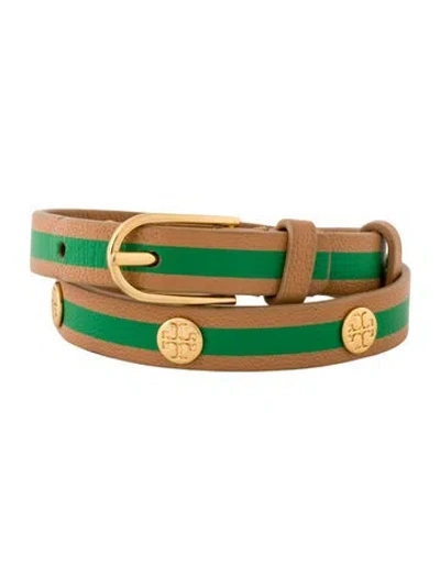 Pre-owned Tory Burch Logo Stud Double Wrap Bracelet In Multi
