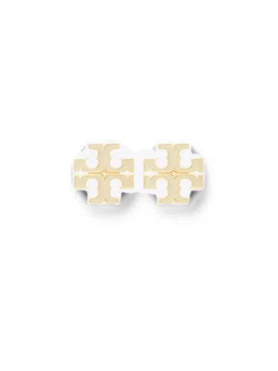 Tory Burch Logo Stud Earrings In Metallic