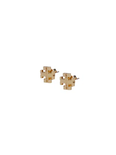 Tory Burch Logo Stud Earrings In Gold
