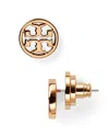 Tory Burch Logo Stud Earrings In Rose Gold