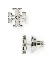Tory Burch Logo Stud Earrings In Silver