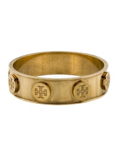 Pre-owned Tory Burch Logo Studded Bangle Bracelet, 8" In Multi