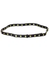 Tory Burch Logo Studded Skinny Leather Belt In Black