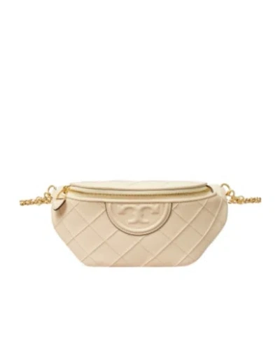 Tory Burch Fleming Convertible Leather Belt Bag In New Cream