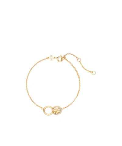 Tory Burch Logo-charm Bracelet In Gold