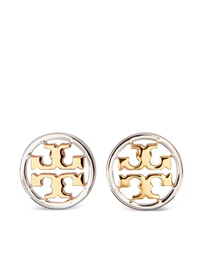 Tory Burch Logo-detail Earrings In Metallic