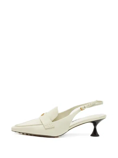 Pre-owned Tory Burch Logo-detail Slingback Pumps In Neutral