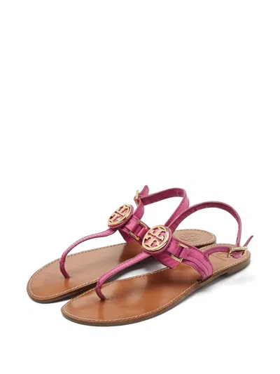 Pre-owned Tory Burch Logo-detail Thong Sandals In Pink