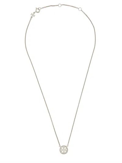 Tory Burch Logo-embellished Wool Necklace In Metallic