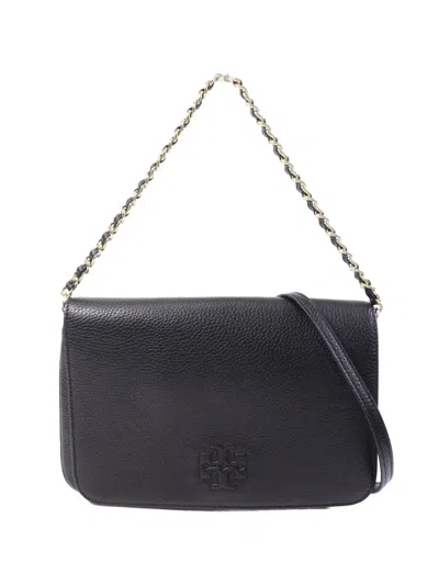 Pre-owned Tory Burch Logo-embossed Chain-link Shoulder Bag In Black