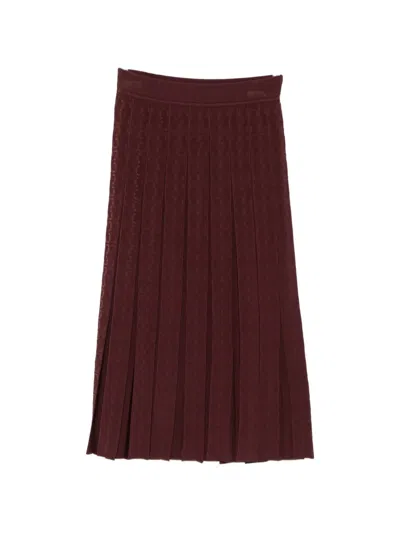 Tory Burch Logo-monogram Pleated Midi Skirt In Brown