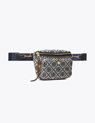 Tory Burch Logo-monogram Zipped Mini Bag In Blue