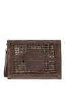 Tory Burch Hand-crocheted Mini Pouch Handbag In Brown