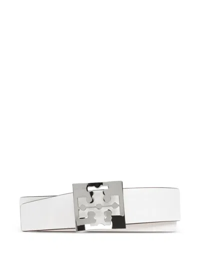 Tory Burch Logo-plaque Reversible Belt In White