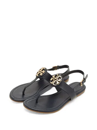Pre-owned Tory Burch Logo-plaque Thong Sandals In Blue