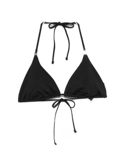 Tory Burch Logo-plaque Triangle Bikini Top In Black