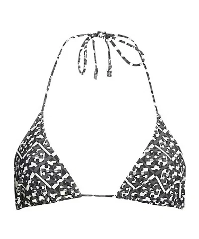 Tory Burch Logo-print Bikini Tops Logo In Black