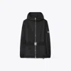 Tory Burch Hooded Full-zip Nylon Jacket With Belt In Black