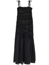 Tory Burch Cotton Smocked Midi Dress In Black