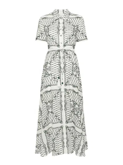 Tory Burch Long Dress With Pattern In White