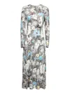 Tory Burch Long Floral Print Dress Multicolor In Blue