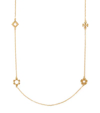 Tory Burch Long Kira Clover Necklace In Gold
