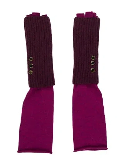 Pre-owned Tory Burch Long Knit Fingerless Gloves In Pink