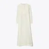 Tory Burch Linen-silk Pleated Midi Kaftan In White