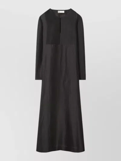 Tory Burch Long Linen Silk Kaftan Dress In Black