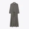Tory Burch Printed Poplin Shirtdress For Women In Black Prismatic T Monogram Small
