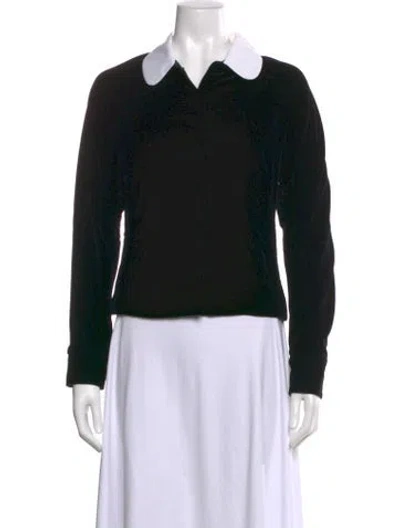 Pre-owned Tory Burch Long Sleeve Blouse In Black