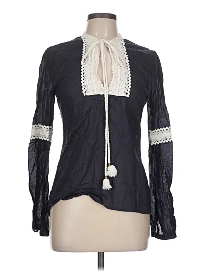 Pre-owned Tory Burch Long Sleeve Blouse In Black