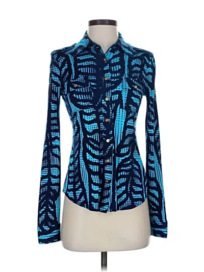 Pre-owned Tory Burch Long Sleeve Blouse In Blue