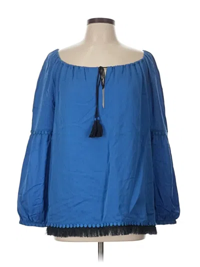 Pre-owned Tory Burch Long Sleeve Blouse In Blue