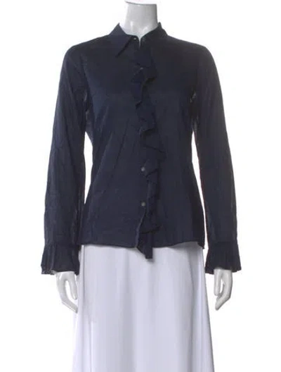 Pre-owned Tory Burch Long Sleeve Blouse In Blue