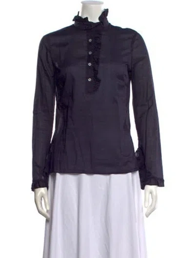 Pre-owned Tory Burch Long Sleeve Blouse In Blue
